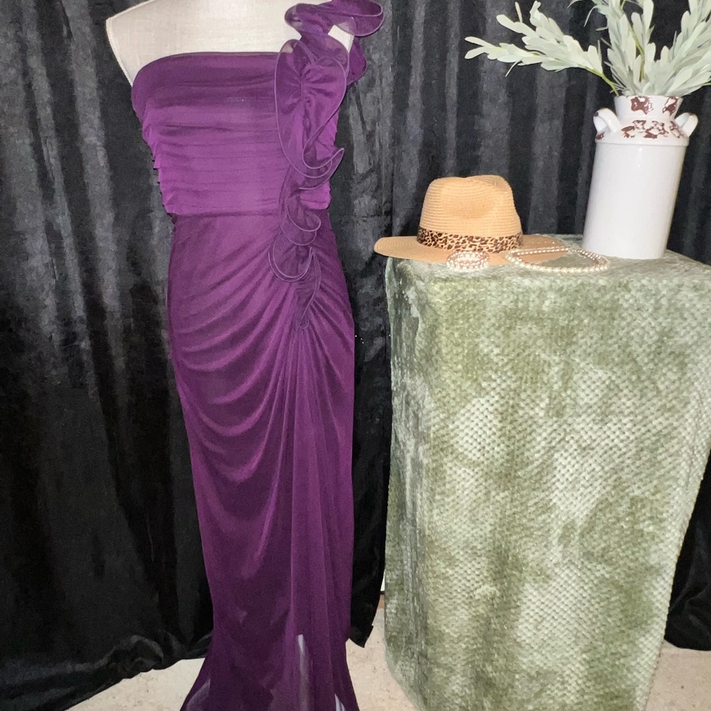 Ladies formal gown in eggplant color